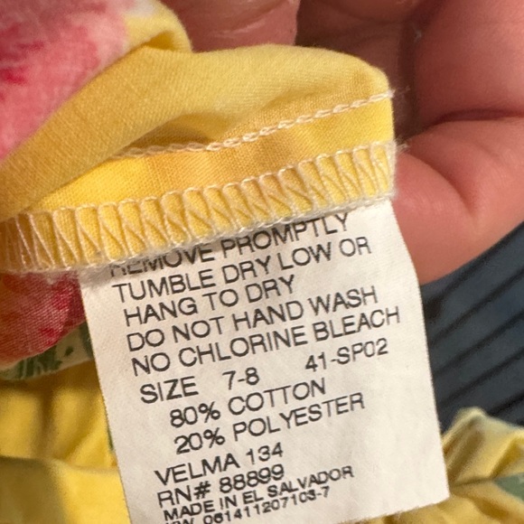 Eleanor Rose Girls Yellow Floral Ruffle Sleeve Dress, size 7-8 - Picture 5 of 5